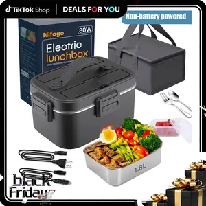 Electric Lunch Box Food Heater, 1.8L Portable Food Warmer Non-battery powered for Car/Truck/Office with Fork Spoon and Insulated Carry Bag Containers Kitchenware