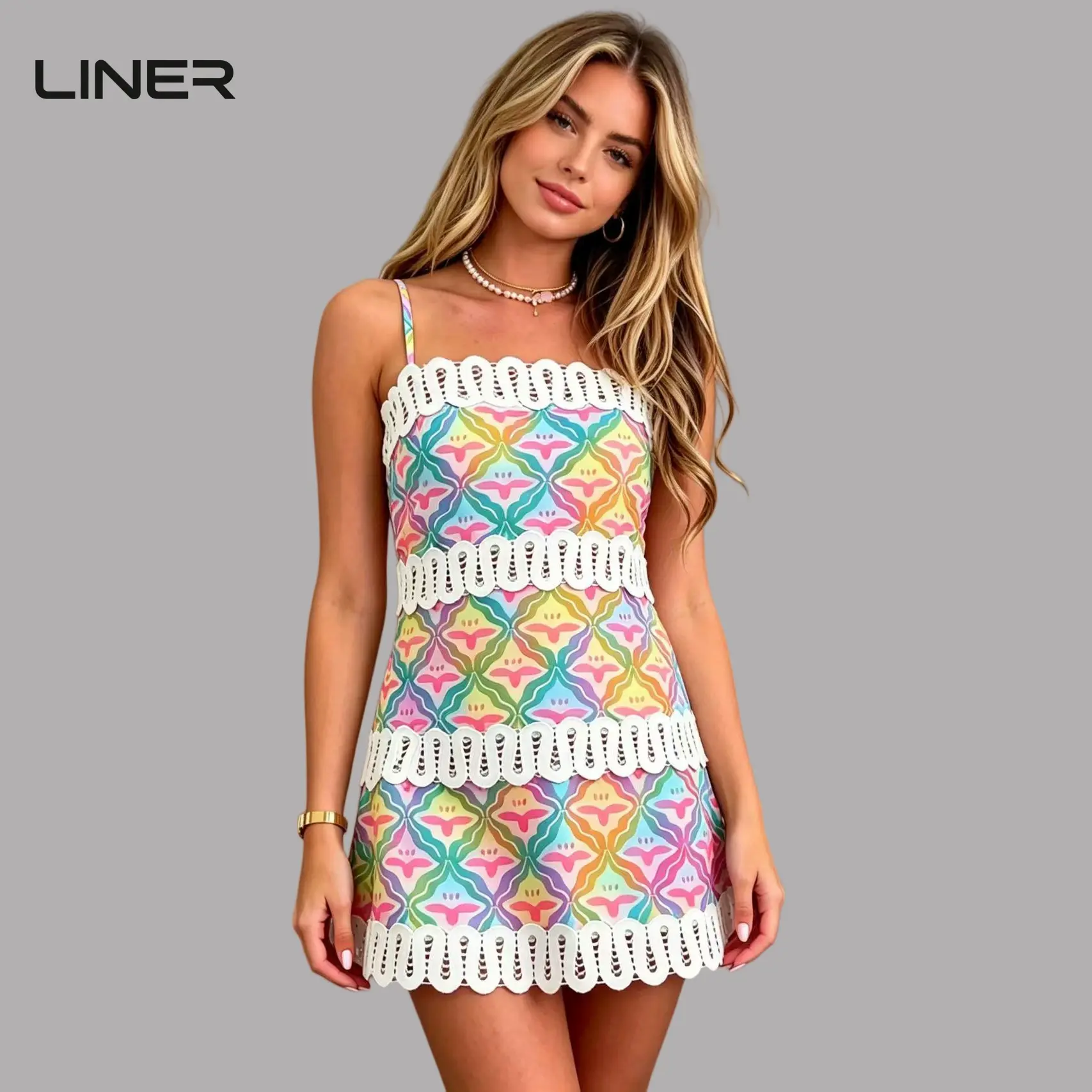 2026 Summer Linen Dress with Unique Lace Trim Sleeveless Slim Fit Casual Party Midi Dress