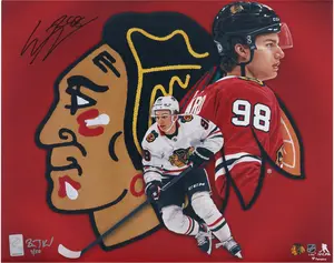 Connor Bedard Chicago Blackhawks Autographed 16" x 20" Photo Print - Art by Brian Konnick - Art by Brian Konnick - Limited Edition of 50 - Fanatics Authentic Certified