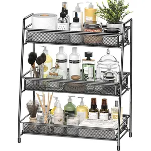 Bathroom Countertop Organizer Rack - 3 Tier Counter  Rack Metal Makeup Rack Small Perfume  Organizer for Sink/Bedroom/Living room/Kitchen/Office