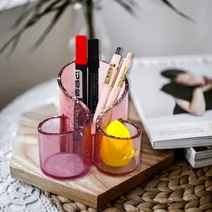 Resin Molds Silicone Storage Box Mold, Unique Makeup Organizer Trinket Container Epoxy Mold with 3 Slots, Pen Brush Holder Mould, Resin Clay Craft Making Home Ornament corrugated plastic shelf dessert display maid of honor gift grain bin iewelry