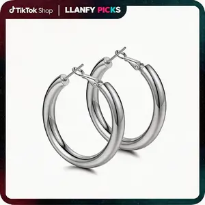 925 silver plated Post Chunky Gold Hoop Earrings,  Lightweight Hollow Tube ,50mm Elegant Jewelry Mother's Day ,Hypoallergenic Jewelry Birthday Wedding Gifts