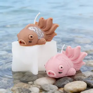 3D Cute Goldfish Silicone Candle Mold Set - 2 Styles Cartoon Fish Candle Mould for DIY Aromatherapy Candles, Soap, Resin Crafts | Nautical Home Decor & Gift for Fish Lovers
