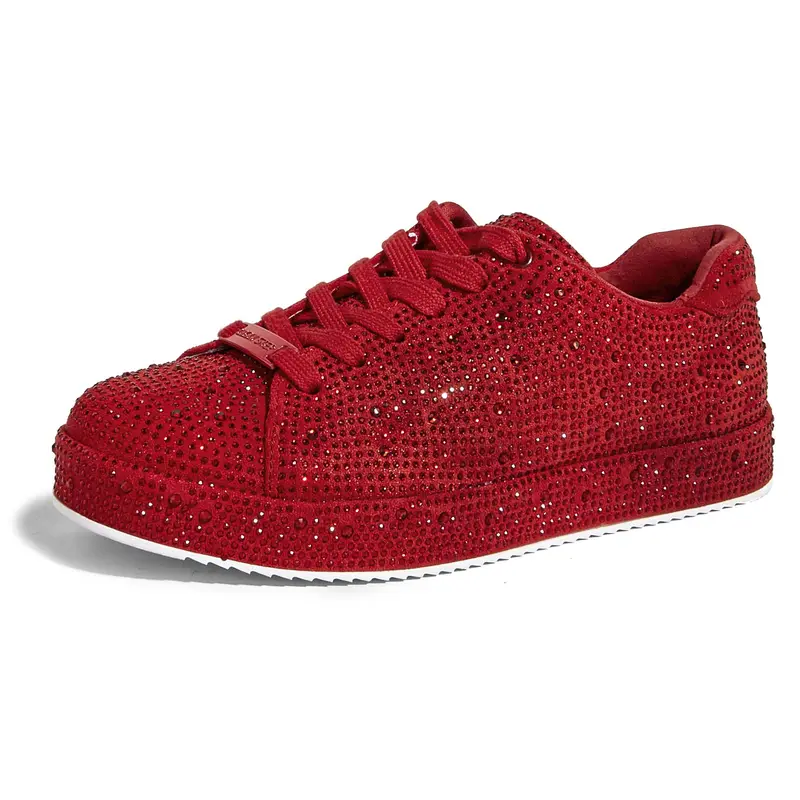 LUCKY STEP Women's Platform Rhinestone Glitter Low Top Casual Sneakers - Chic Women's Fashion Party Footwear, All-Seasons Athletic Trainers with Sparkly Bling Details for Bridal Events