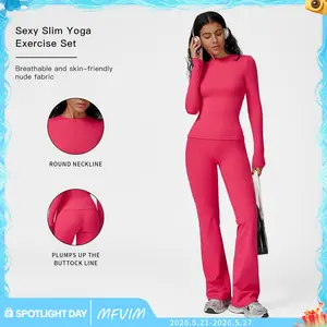 MFVIM Women's Sporty Tracksuit Set - Pink Athletic Wear for Gym & Daily Activities - Round Neckline & Plumps Up Buttoc Line - Breathable Fabric - Comfortable Two-Piece Set