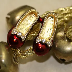 Ruby Red Slippers Lapel Pin Brooch Red Slippers Post Earrings, Red Enamel Slippers Jewelry Set