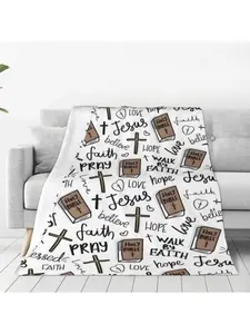 Super Soft Christian Bible Jesus Throw Blanket Premium Flannel Lightweight Cozy Warm Blankets for Bedroom & Living Room Decoration 80x60 Inches