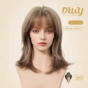 Maris -DWY Mid-Length Wolf-Cut Line Brown Glueless Synthetic Wig for Women 16 Inches Natural Hairline