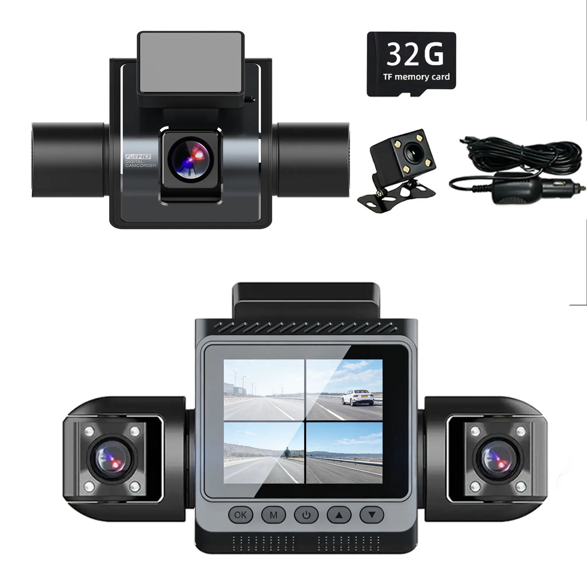 4CH Dash Cam Front and Rear, 4K+1080P FHD Dual Lens, Full Touch Screen, GPS, WiFi, Night Vision, 24/7 Parking Mode, Free 32GB Card