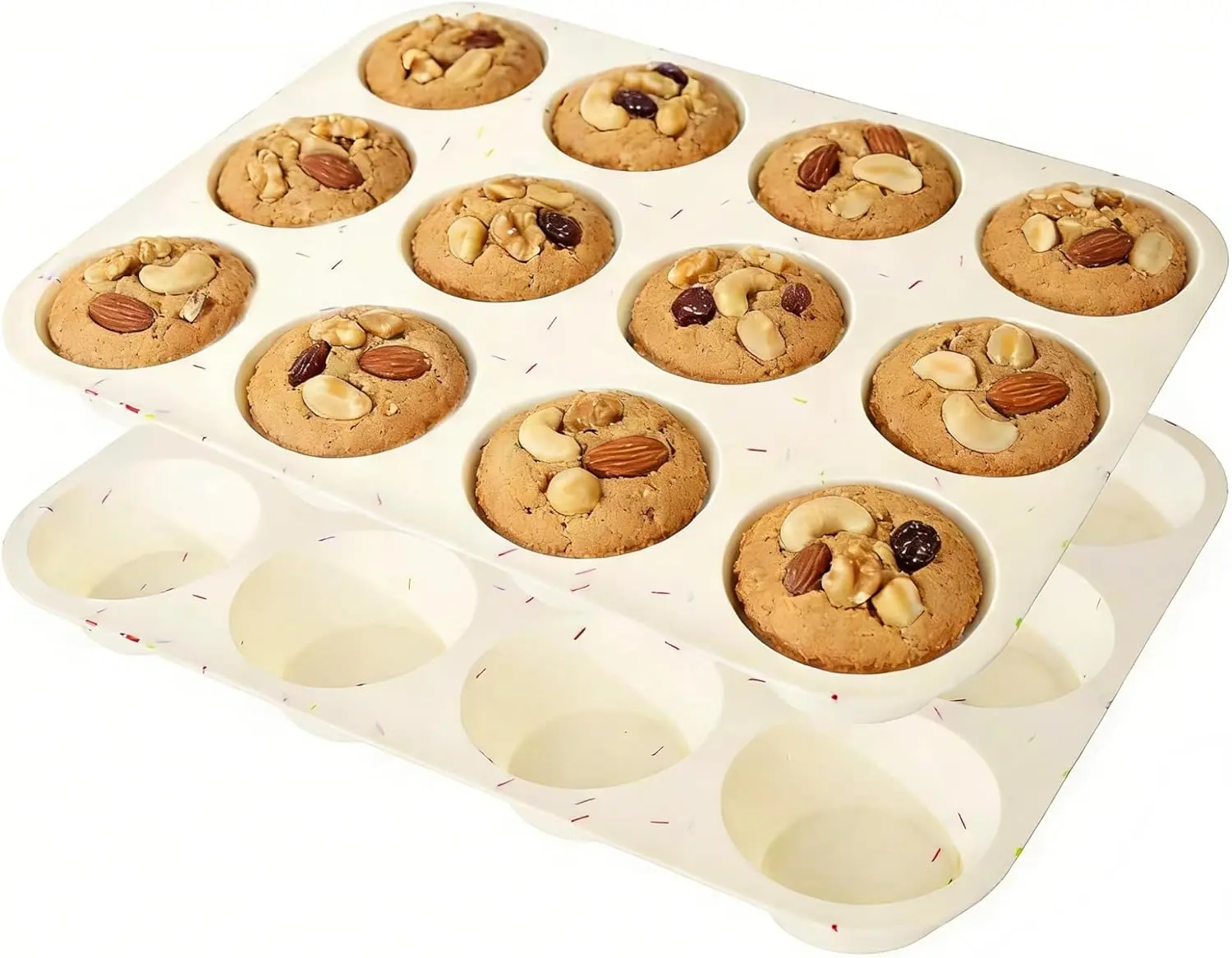 Silicone Muffin Pans for Baking Nonstick 2 Pcs, 12 Cup Regular Cupcake Pan, Food-Grade Silicone Baking Molds for Cupcakes, Egg Bites, Freezer