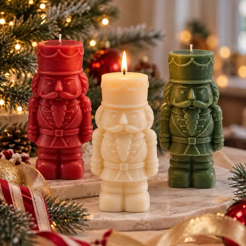 Nutcracker Candle, Scented Soy Wax Blend, 4.7-Inch Christmas Soldier Decor