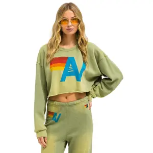 VINTAGE LOGO CROPPED CREW SWEATSHIRT RELAXED - FADED ARMY
