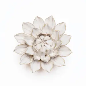 Ivory Dahlia Ceramic Flower Wall Decor - Large 5.9” Unique Home Accent - Perfect Stocking Stuffer Christmas Gift for Mom