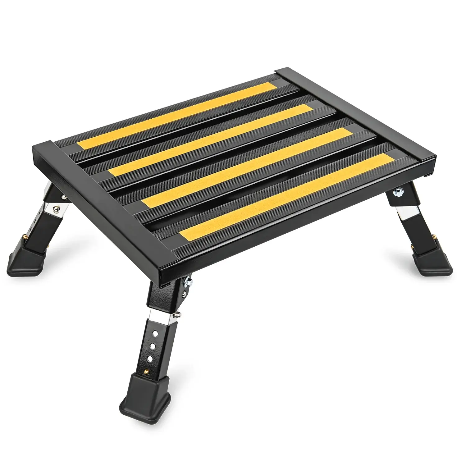 Nilight RV Black Folding Aluminum Portable Step, 4-Level Height Adjustable, Anti-Slip, Quick Setup Folding Steps for Home Improvement Building Supplies Ladders, Step Folding Steps