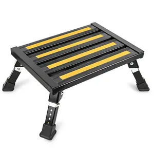 Nilight RV Black Folding Aluminum 4 Levels Adjustable Height Portable Platform Step