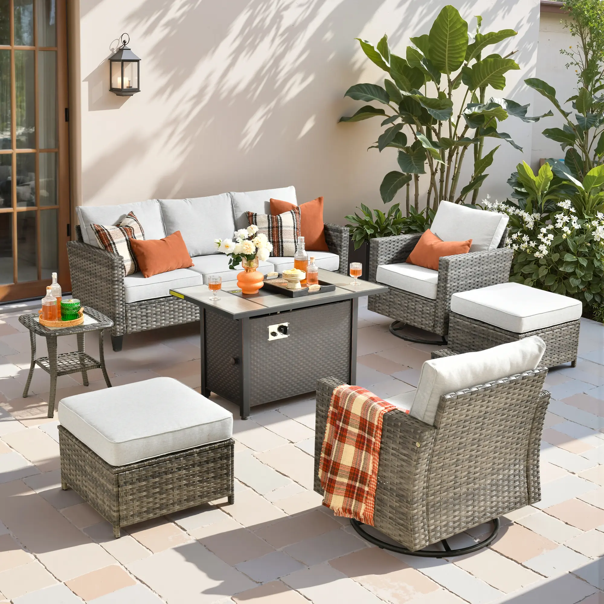 Grey Wicker Grey Cushion