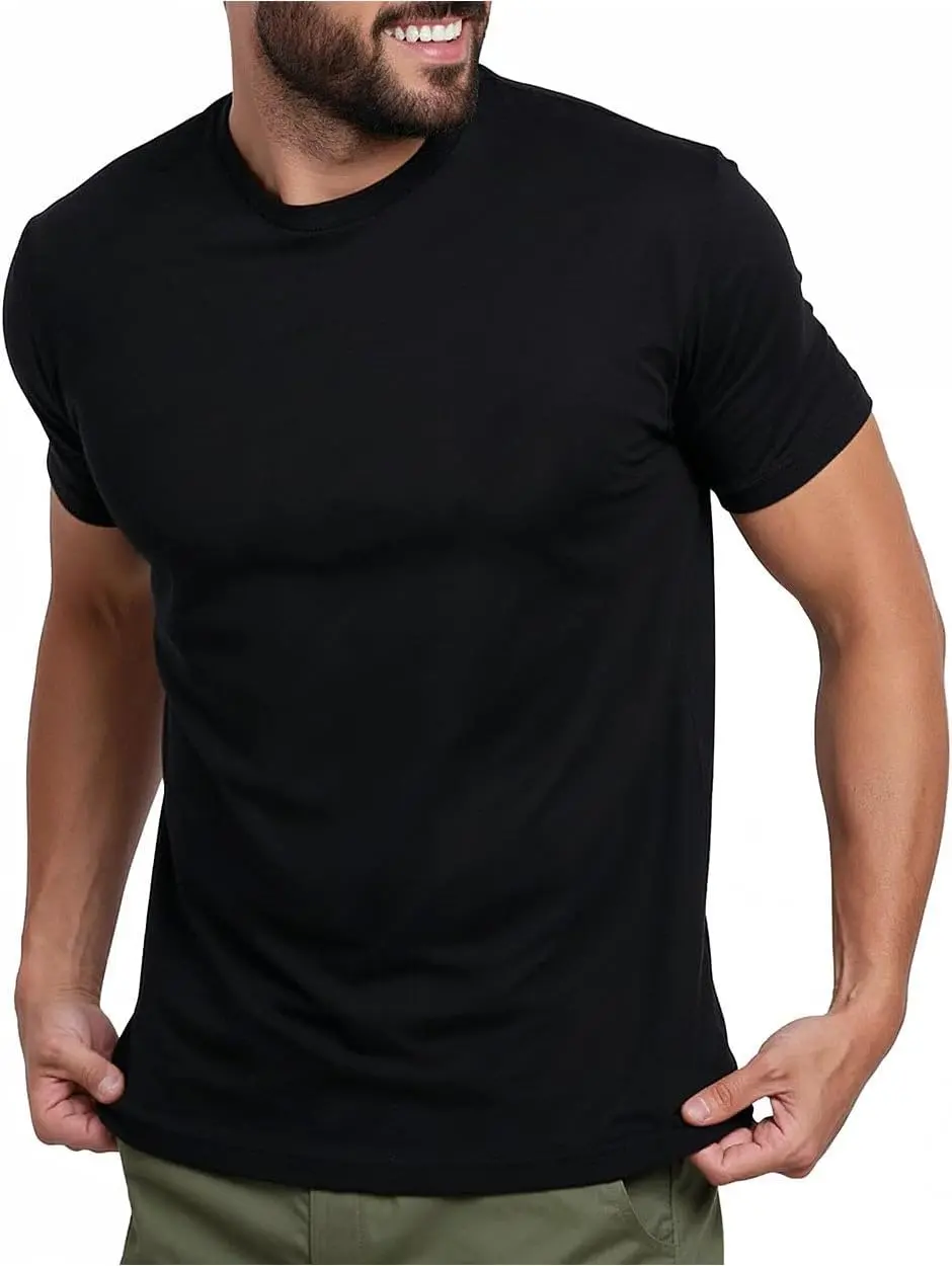 INTO THE AM Mens T Shirts Soft Cotton Blend Crew Neck Tee S - 4XL Athletic Fit Plain Casual T-Shirt for Men