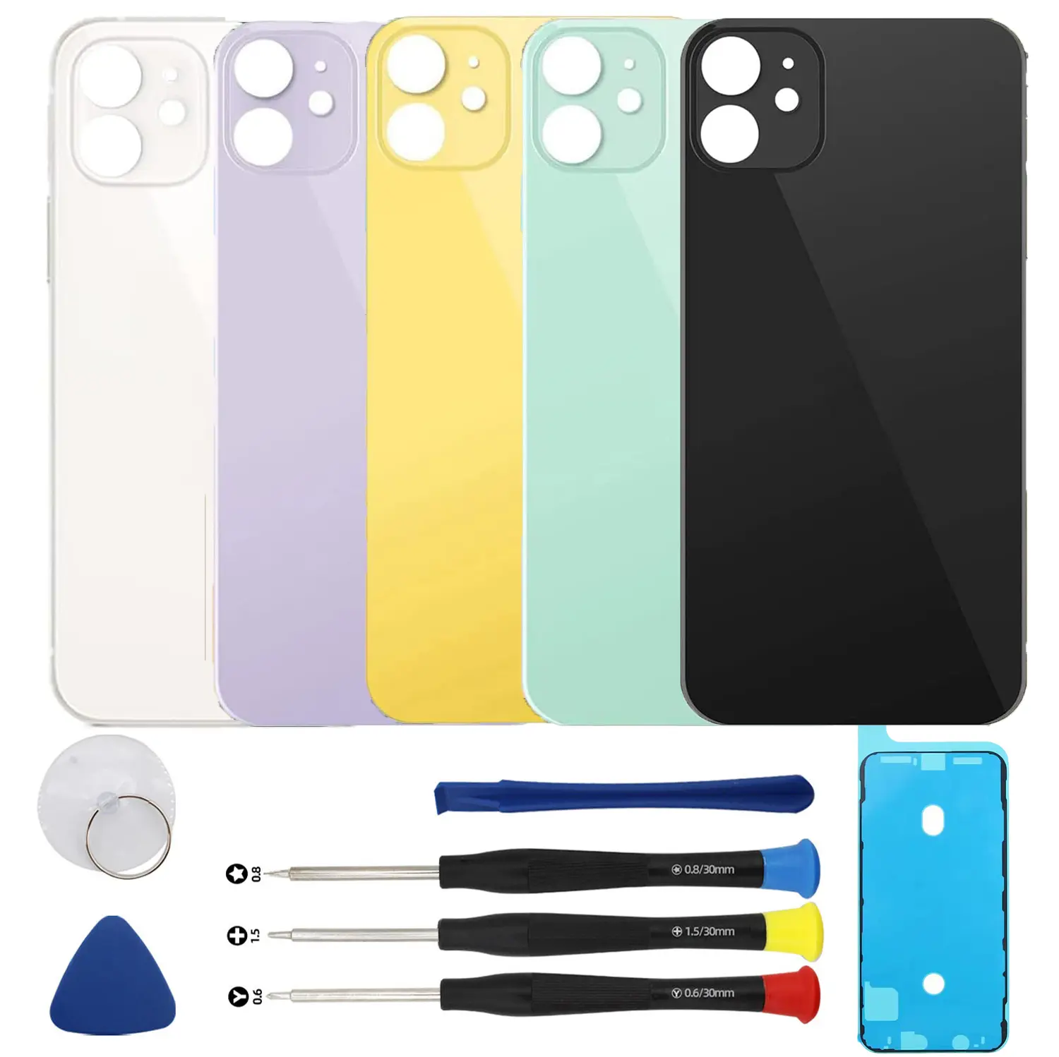 Back Glass Replacement Kit with Tools for iPhone 11 Series, Rear Back Cover Glass Panel with Waterproof Adhesive Tape