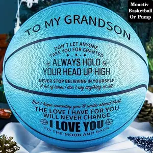 Moactiv A Special Basketball for Your Grandson/Son, Or A Pump, Ideal Gift for Some Special Occasions Such As Birthdays, Anniversaries, Christmas, Engraved Basketball Encouragement Basket International Standard Size