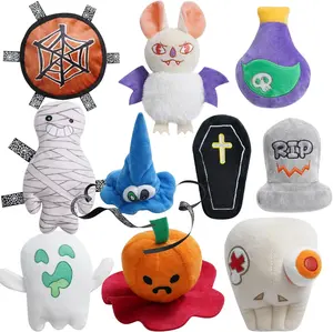 Fuzzwoof 10 Pack Halloween Party Squeaky Dog Toys, Bulk Plush Toys for Spooky Season, Tag/Chew/Fetch Toys, Halloween Gifts for Small to Medium Dogs