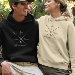Personalized Christian Sweatshirts - Custom Embroidered Matching Couple Hoodies
