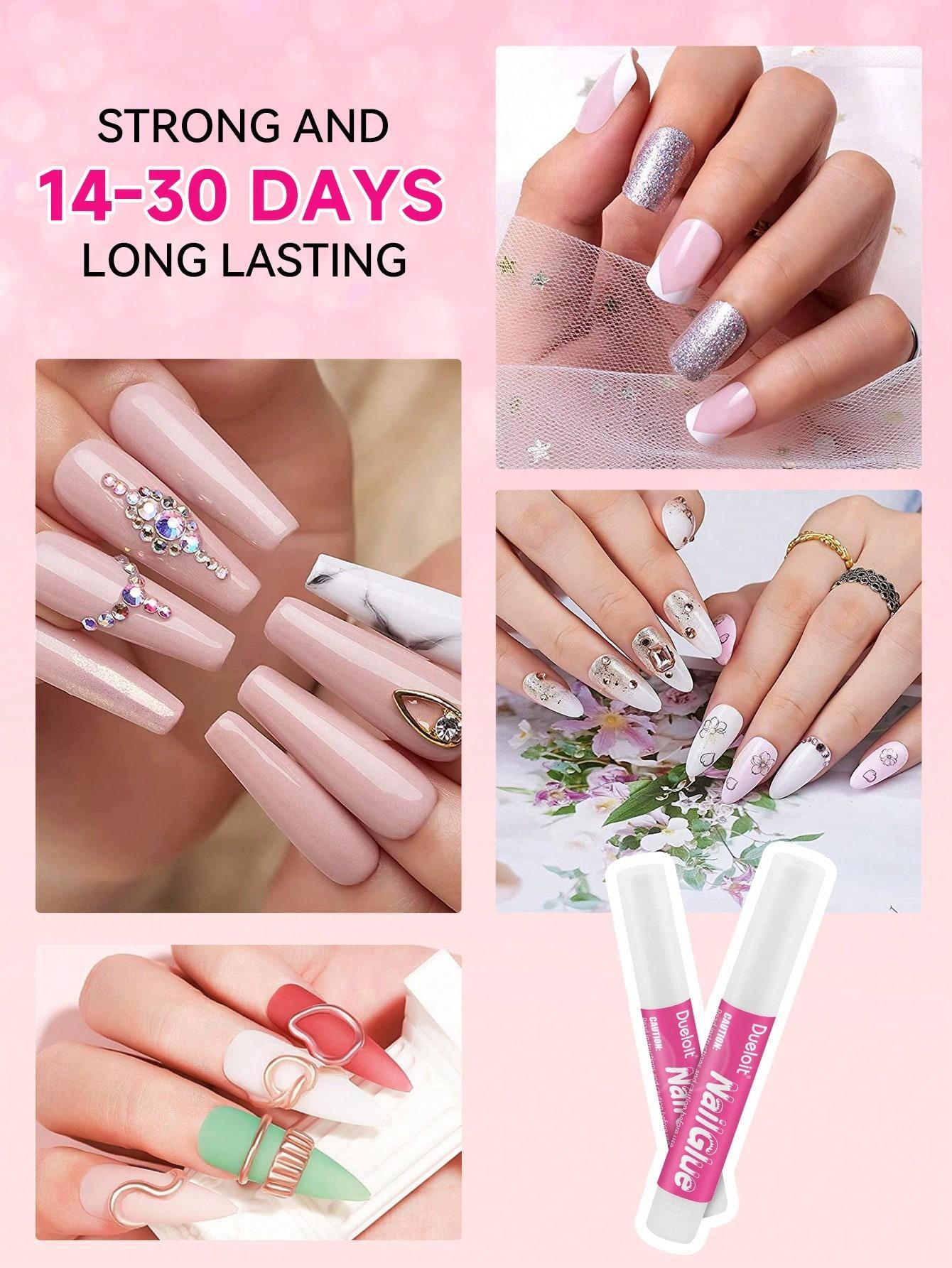 Super Strong Long-Lasting Nail Glue, suitable for acrylic nails, press-on nails, and broken nails, professional nail art supplies, 2g/0.07oz/30PCS