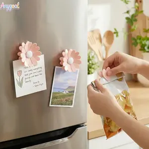 Anygoal 2 Pack Cherry Blossom Fridge Magnetic chip clips,2 in 1 Detachable Petal Food Sealing Clips with Strong Magnetic Base,12 Total Clips, Aesthetic Cute Kitchen Organizer for Snack Bread Pet Food Storage,Fridge Organizer Kitchen Decor Gift Summervibes