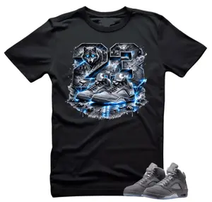 Shirt To Match JD 5 Wolf Grey THE 23 Unisex Match Tees Black Streetwear Top