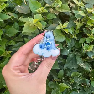 Grumpy Bear Badge Reel | Nostalgic Cloud Accessory