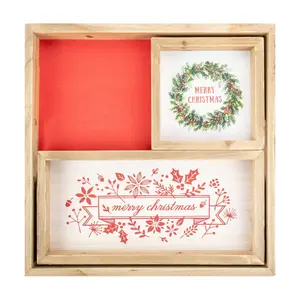 Northlight 3 Merry Wood Plaques & Serving Tray w/ Handles 16"