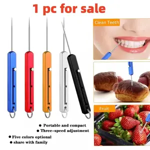 Reversible Square Toothpick with Keychain, Multi-Functional Oral Care Tool, Reusable Toothpick for Card Removal & Fruit Poking
