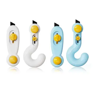 2 PSC Box Cutter,Retractable Box Opener, Package Opener, Magnetic Refrigerator Knife，Easy Slide Retractable Cute Utility Knife, Paper Cutters For Opening Daily Express Boxes, Envelopes, Packages, Paper tapes and more (2 PSC Box Cutter)