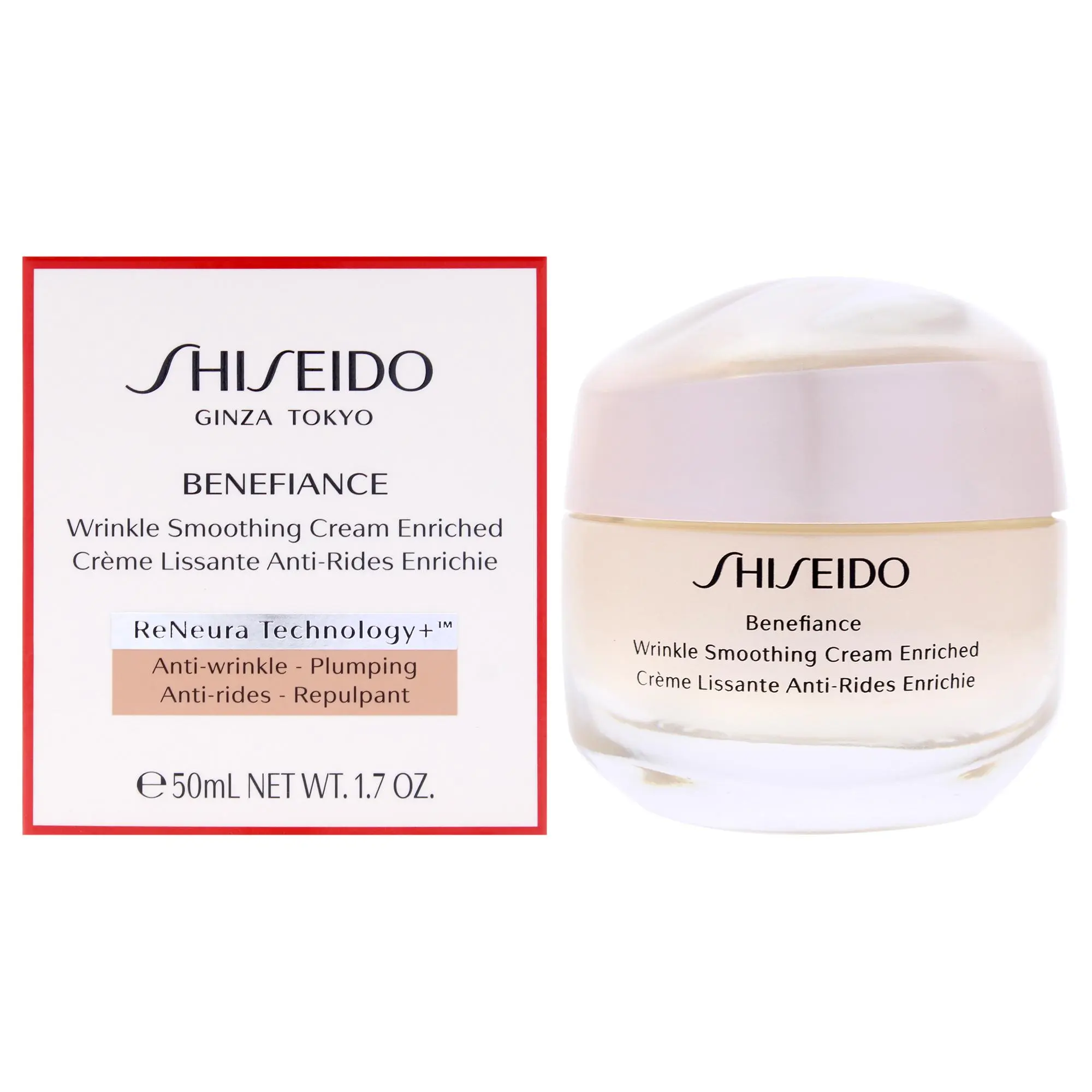 Shiseido Benefiance Wrinkle Smoothing Cream, Reneura+ Enriched Unisex Moisturizer - 1.7oz (50ml)