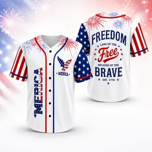USA Men's & Women's Patriotic Baseball Jersey - Red White Blue American Flag Sports Shirt, 4th of July Independence Day Casual Apparel