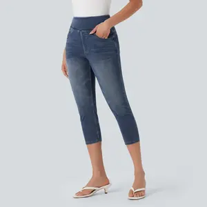 Halara Flex High-Waisted Denim Casual Capri Leggings with Pockets