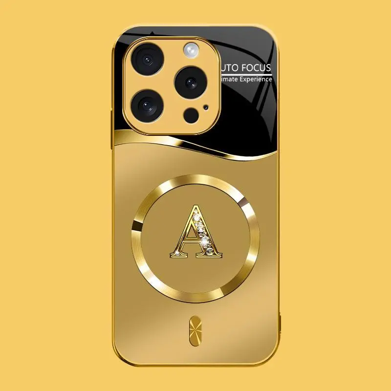 Suitable for [iPhone 15 Pro] high-end MagSafe phone case，Choose from any of the 26 letters， The pattern features a printed effect and is not 3D-dimensional YM99