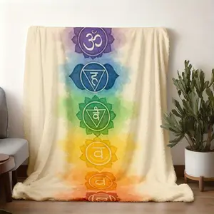 2026 New Arrival 7 Chakras Meditation Blanket Soft Healing Yoga Throw for Men Women Thick Cozy Spiritual Energy Blanket with Chakra Painting Design Perfect for Relaxation Sleep