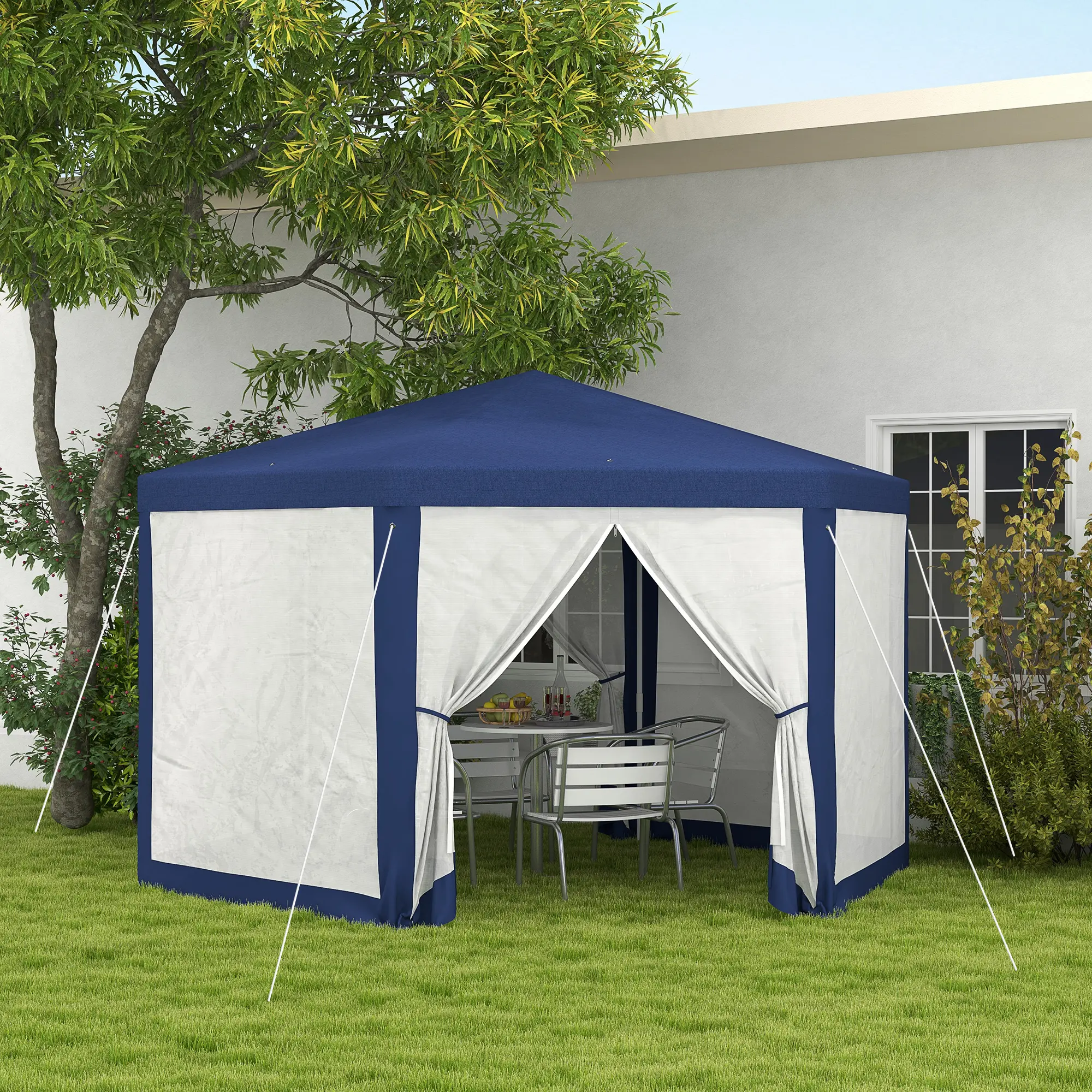 SAVEYOUR Hexagon Gazebo Tent, 13' x 11' UV Protected Screen House with Heavy-Duty Steel Frame, 6 Mesh Sidewalls & 2 Easy Access Doors for Camping & Watch Parties, Watch Party, Stake