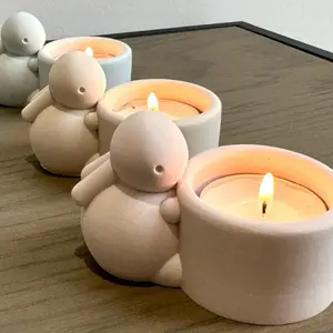 Pastel Bunny Tealight Holder - Handcrafted Easter Decor with Soft Glow and Playful Patterns, Ideal for Candle Holder Ornaments Angel