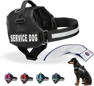 Industrial Puppy Service Dog Vest Harness - Durable & Adjustable Vest for Dog with Reflective Straps, Removable Patches, 50 ADA Cards, Handle & D-Ring, Travel and Daily Use, (Black, XXXS 11.5"-13") ServiceHarness_Black_XXXS_ADA