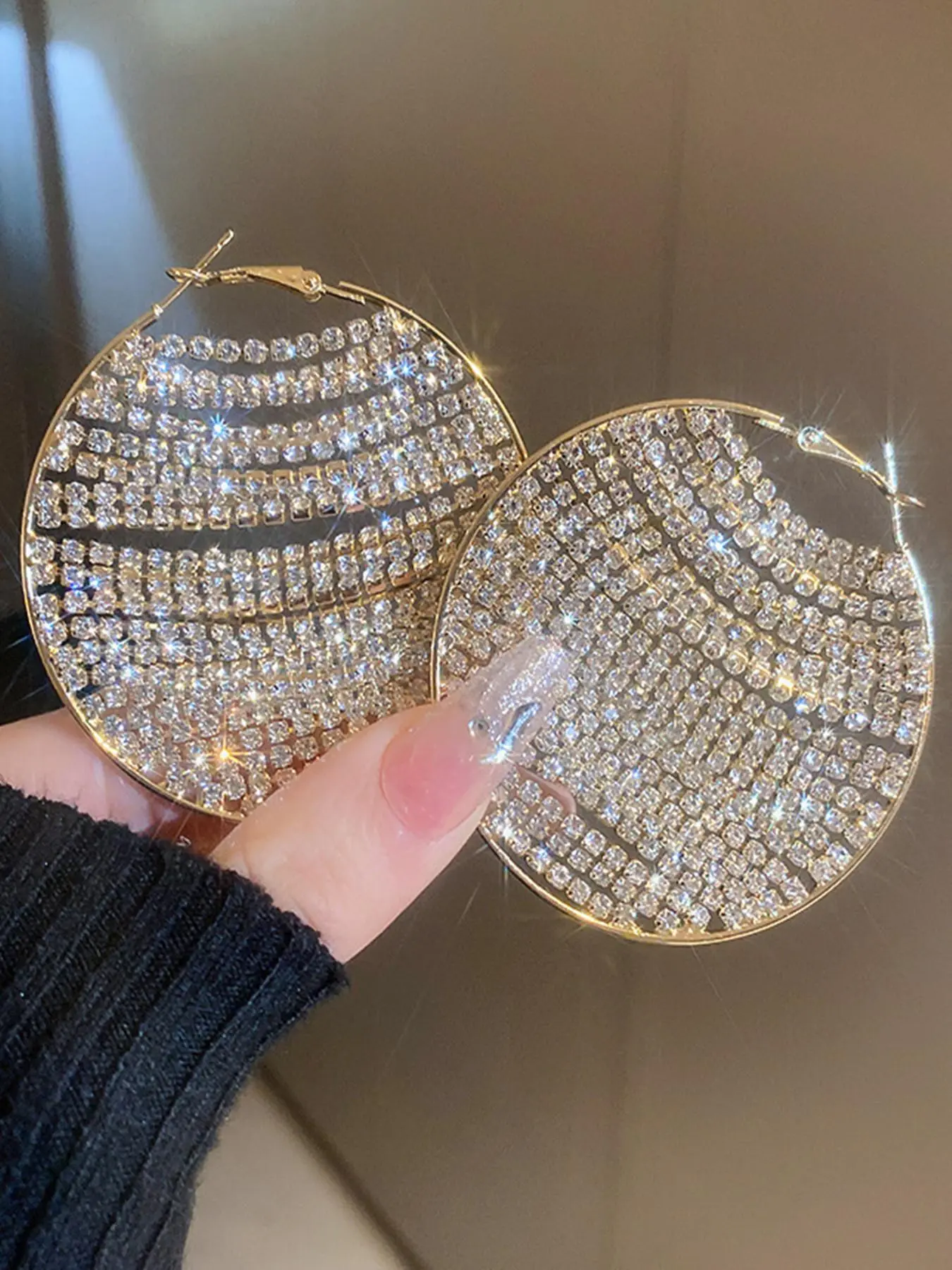 Rhinestone Decorated   Earrings, High Quality Earrings, Fashionable Earrings for Women, Daily Clothing Decor, Trendy All-match & Exquisite Jewelry for Birthday Gift, Rhinestone Decorated Bling, Shining Earrings