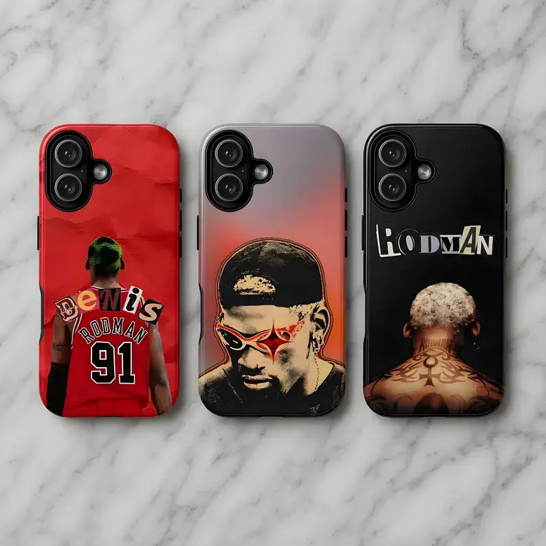 Dennis Rodman Phone Case NBA Basketball Cover for iPhone17 ProMax /16/15/14/13/12/11 Plus for Samsung phones, suitable for both men and women,  Perfect Gift for Women Men.A gift for the fans