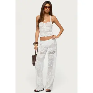 Milaya Sheer Crochet Straight Leg Pants