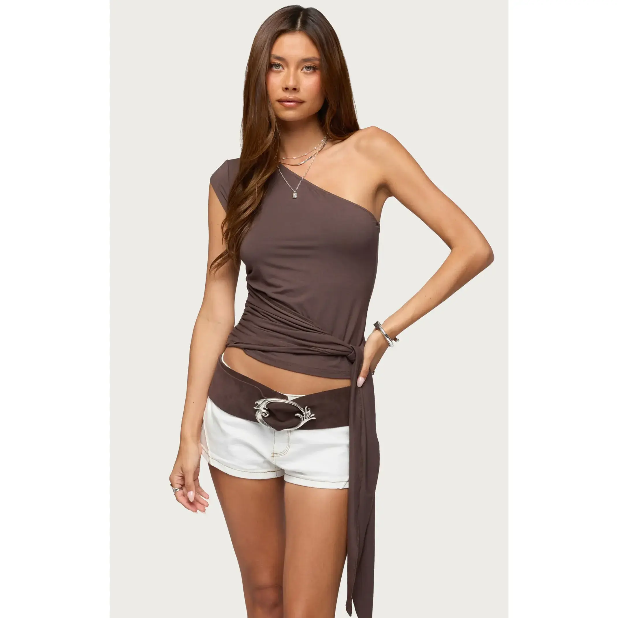 Edikted Women's Melisa One Shoulder Tie Top