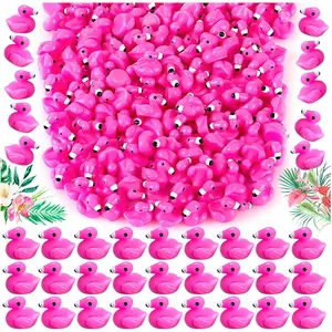 100Pcs Mini Resin Flamingo Ducks, Flamingo Tiny Ducks, Cute Flamingo Figurines for Cake Topper Garden Dollhouse Landscape Aquarium Ornaments DIY Crafts
