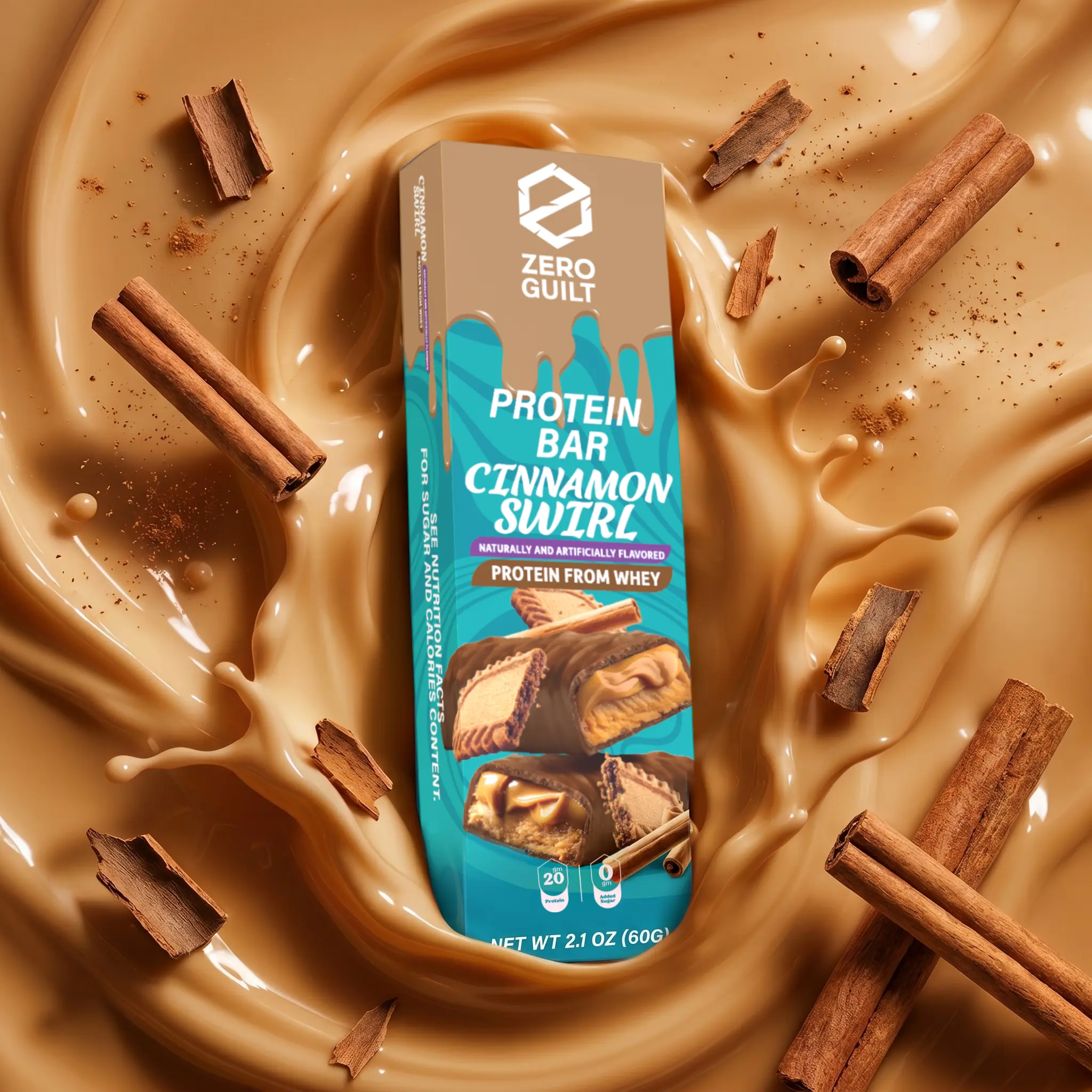 ZERO GUILT Cinnamon Swirl 20G Protein Bar, ZERO Added Sugar, 60g Net Weight - 12 Pack ZERO GUILT Cinnamon Swirl 20G Protein Bar, ZERO Added Sugar, 60g Net Weight - 12 Pack