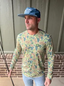 Performance Long Sleeve Tee- Blue and Green Camo