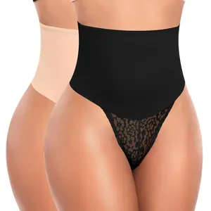 Tummy Control Thong Shapewear for Women High Waist Body Shaper Panties Girdle Lace Shaping Underwear, Ladies Thong Shapewear Mid to High Waisted Shaper Plus Size S-2XL