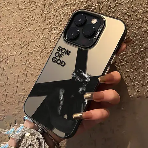 Creative Jesus Oil Painting Soft Silicone Cellphone Cover with Protector - Holographic, Non-Slip, Reflective, Shockproof, Anti-Scratch Durable Plastic Casing for iPhone 17,16,15,14 Pro Max,13,12,11,XR,XS,E,Plus,Air Devices & Mobile Phone Accessories