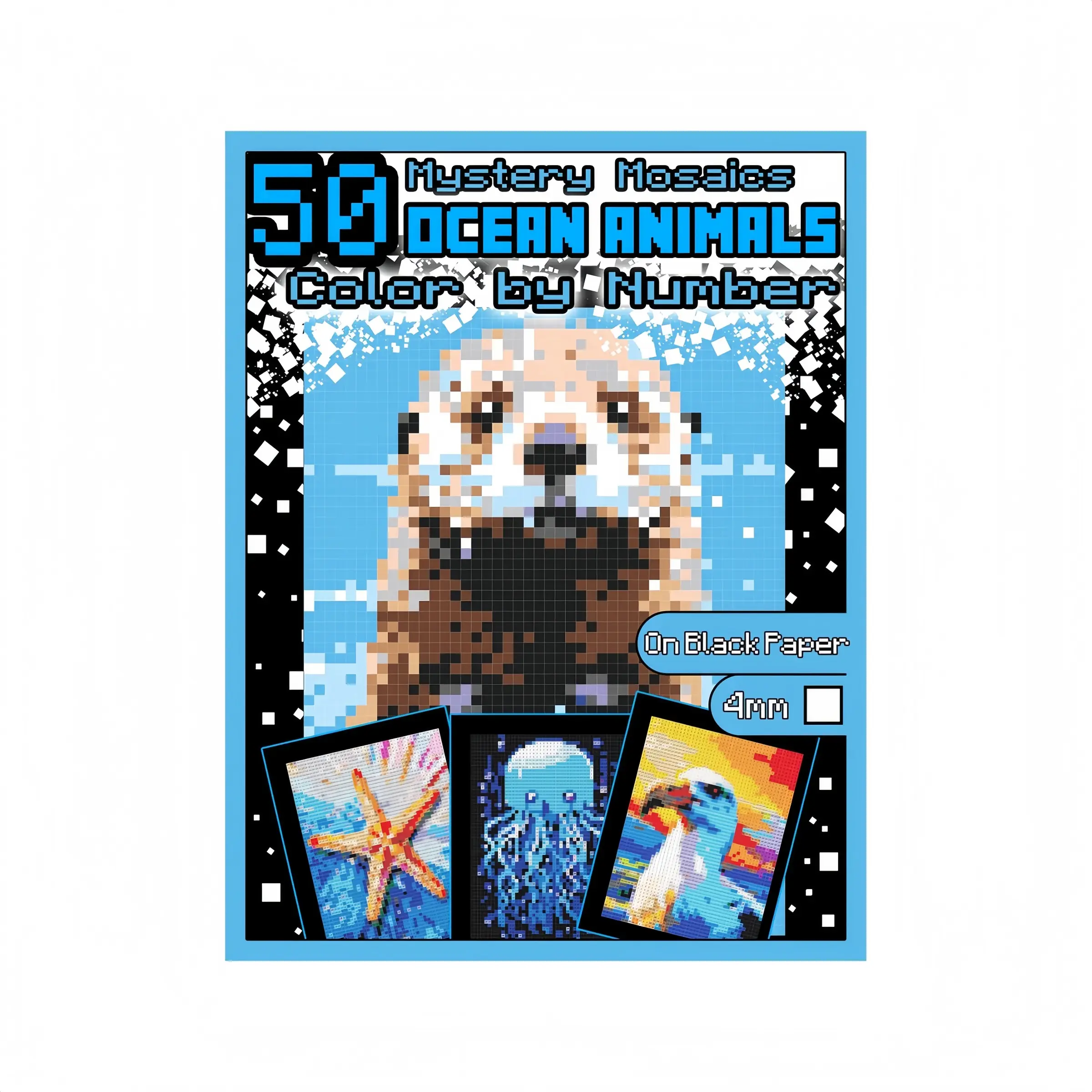Digital Coloring Book, Ocean Animal Theme, Adult and Teen Pixel Art Coloring Book, Quirky and Delicate Images, Relaxing Stress Relief Gift